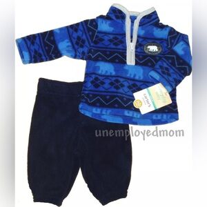 Boys Little Explorer Pant Set Outfit 2 pc Set Fleece Baby Shirt Trouser NB
